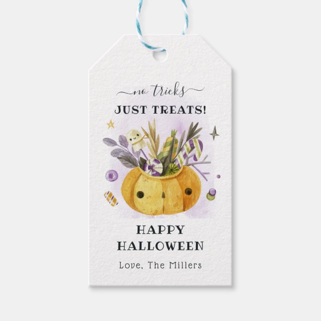Étiquettes-cadeau Pas de traces juste des traitements | Halloween Ja (Devant)