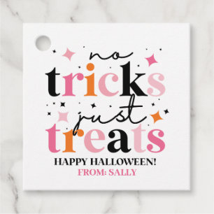 Étiquettes Cadeau Pas De Trucs Juste Traite L'Halloween Rose