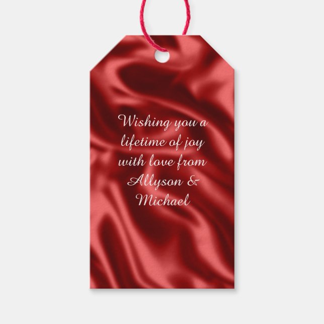 Étiquettes-cadeau Passion Red Faux Satin Mariage (Devant)