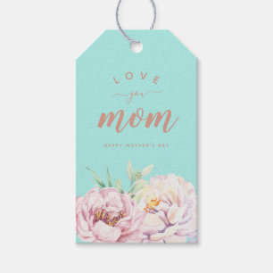 Étiquettes-cadeau Pastel Aquarelle Florales Vous Aimez Maman Minimal