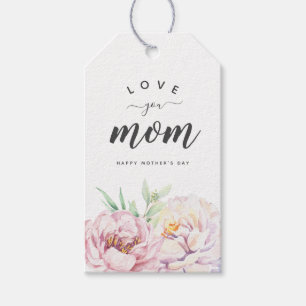 Étiquettes-cadeau Pastel Aquarelle Florales Vous Aimez Maman Minimal