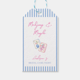 Étiquettes-cadeau Pastel Aquarelle Mahjong Rayures Fête de Mariage