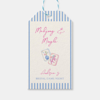 Étiquettes-cadeau Pastel Aquarelle Mahjong Rayures Fête de Mariage