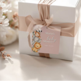 Étiquettes Cadeau Pastel Baby shower tropical Jungle Safari Animaux