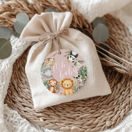 Étiquettes Cadeau Pastel baby shower tropical Jungle Safari Animaux