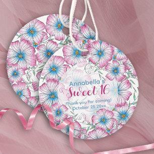 Étiquettes Cadeau Pastel bohème Floral rose bleu doux 16
