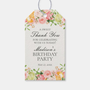 Étiquettes-cadeau Pastel Citrus Floral Little Cutie Anniversaire Pri