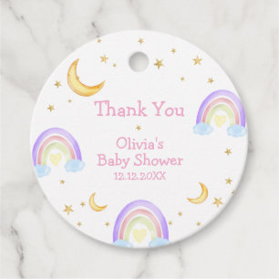 Étiquettes Cadeau Pastel Coloré Rainbow Moon Star Baby shower