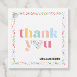 Étiquettes Cadeau Pastel Colours Baby shower arc-en-ciel Merci