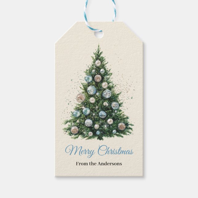 Étiquettes-cadeau Pastel Disco Ball Ornament Christmas Tree Custom  (Devant)