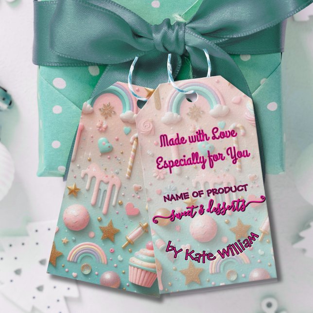 Étiquettes-cadeau Pastel Drip Cookie and Dessert Packaging (Créateur téléchargé)