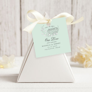 Étiquettes Cadeau Pastel Floral vintage Croché Enregistrer La Date