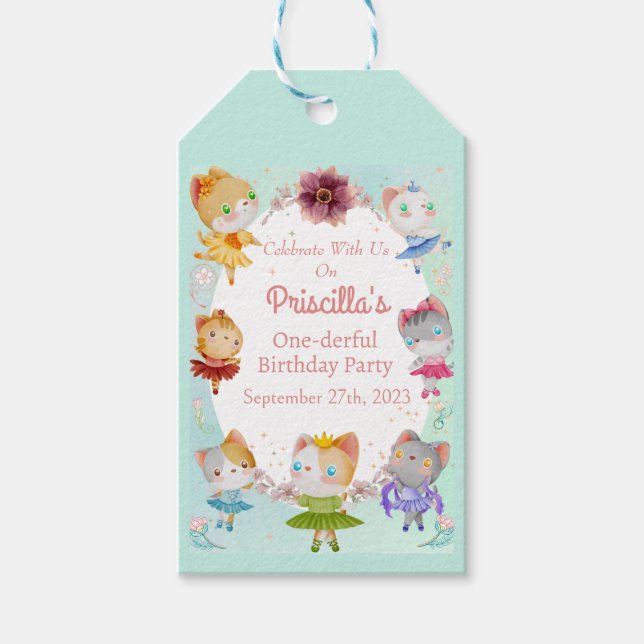 Étiquettes-cadeau Pastel Green All Ballerina Chat Anniversaire de en (Devant)