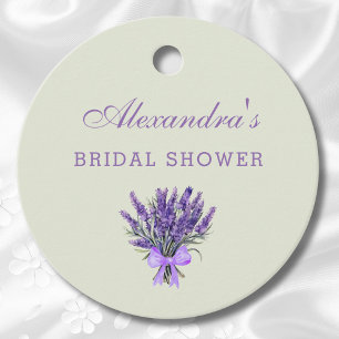 Étiquettes Cadeau Pastel Green Floral Bow Lavender Fête des mariées