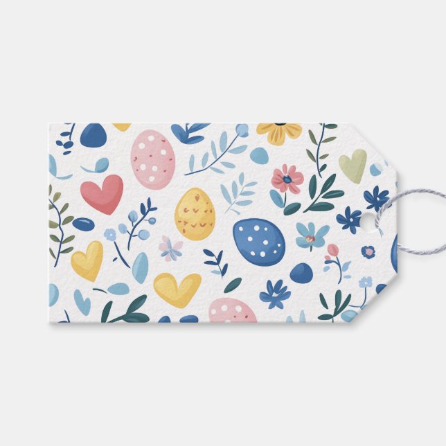 Étiquettes-cadeau Pastel Olive Motif de Pâques (Devant (Horizontal))