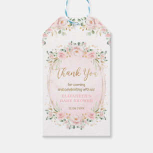 Étiquettes-cadeau Pastel Pink Blush Gold Garden Roses Baby Girl
