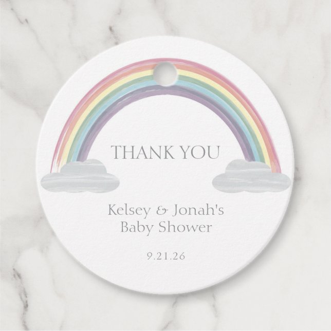 Étiquettes Cadeau Pastel Rainbow Baby Shower (Devant)