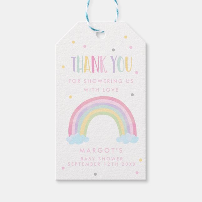 Étiquettes-cadeau Pastel Rainbow Baby shower Favoriser (Devant)