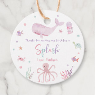 Étiquettes Cadeau Pastel rose sous la mer Anniversaire