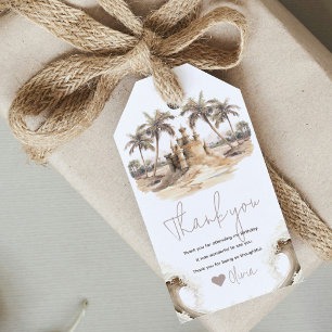 Étiquettes-cadeau Pastel Sand Elegant Beach Party Personnalisé