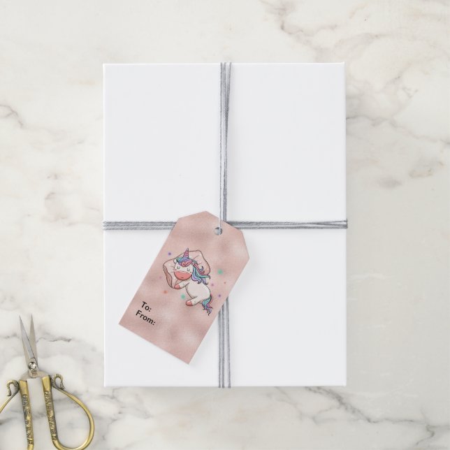 Étiquettes-cadeau Pastel Unicorn Dormir (Avec de la ficelle)