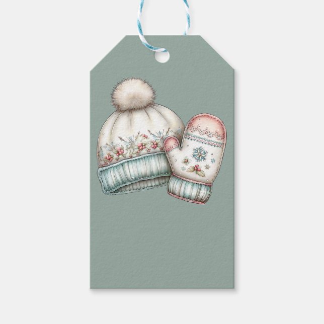 ÉTIQUETTES-CADEAU PASTEL WINTER HOLIDAY MITTENS AND HAT (Devant)