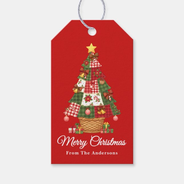 Étiquettes-cadeau Patchwork Christmas Tree (Devant)