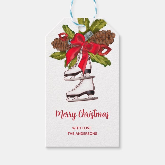 Étiquettes-cadeau Patinage sur glace Joyeux Noël (Devant)