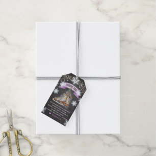 Étiquettes-cadeau Patineuse de glace Anniversaire Merci