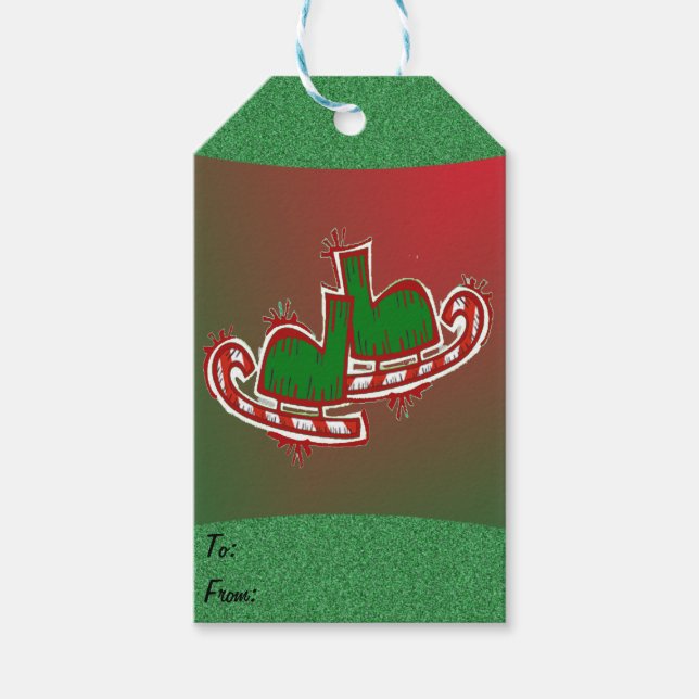 Étiquettes-cadeau Patins de Noël - (Devant)