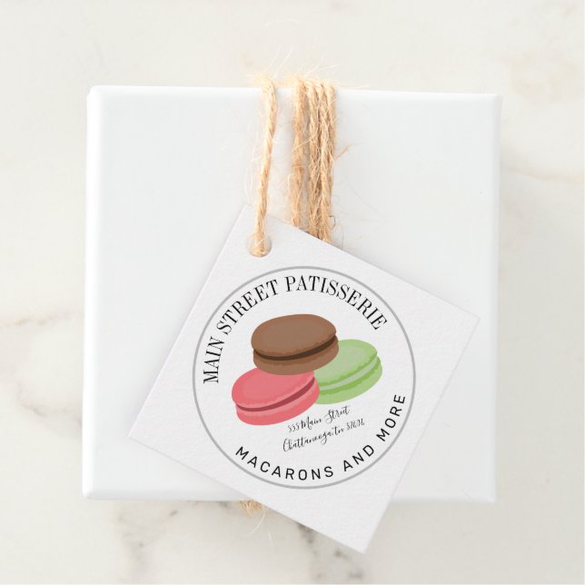 Étiquettes Cadeau Pâtisserie d'entreprise alimentaire Macarons (En situation)