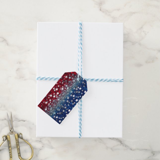 Étiquettes-cadeau Patriotic Glitter (With Twine)