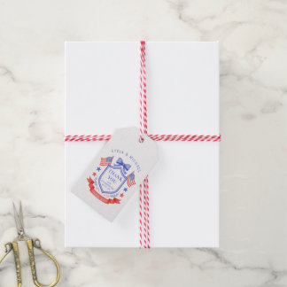 Étiquettes-cadeau Patriotic Red White & I Do Monogram Wedding