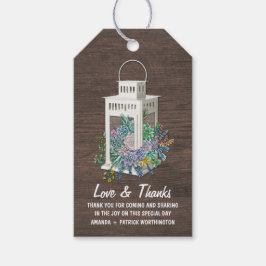 Étiquettes-cadeau Pays Succulent Rustique Lanterne Mariage Merci