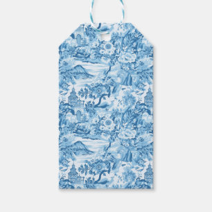 Étiquettes-cadeau Paysage classique en toile bleue