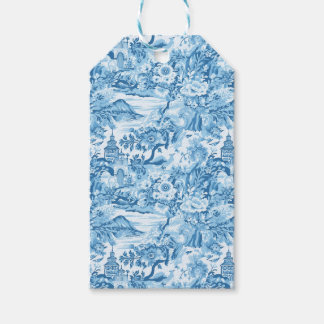 Étiquettes-cadeau Paysage classique en toile bleue
