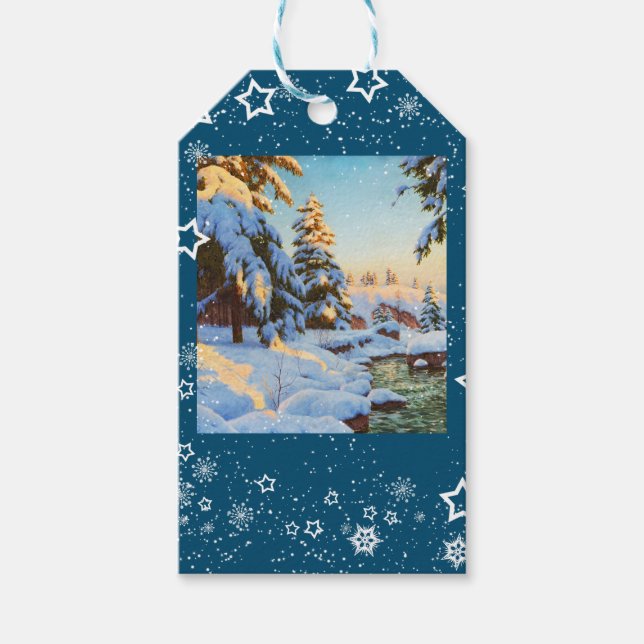 Étiquettes-cadeau Paysage d'hiver, Bessonof (Devant)