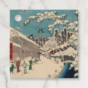 Étiquettes Cadeau Paysage hivernal d'Hiroshige japon ukiyo-e antique