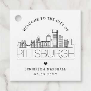 Étiquettes Cadeau Paysage urbain de Pittsburgh Cadeau de bienvenue