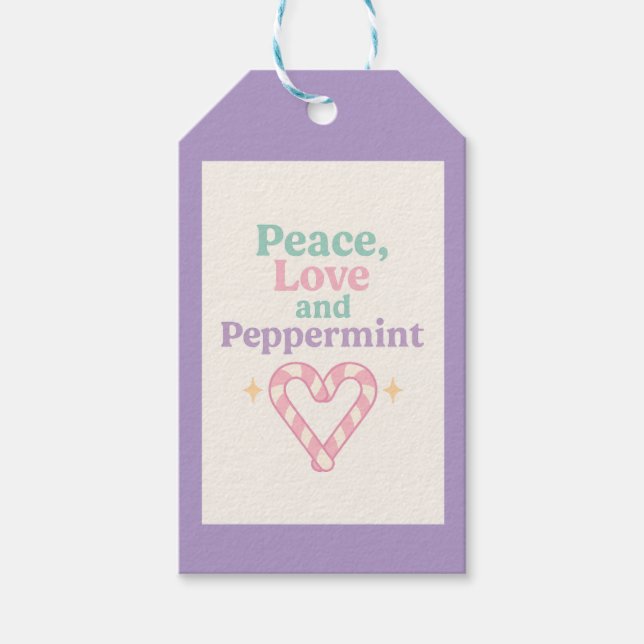 Étiquettes-cadeau Peace, Love and Peppermint (Devant)