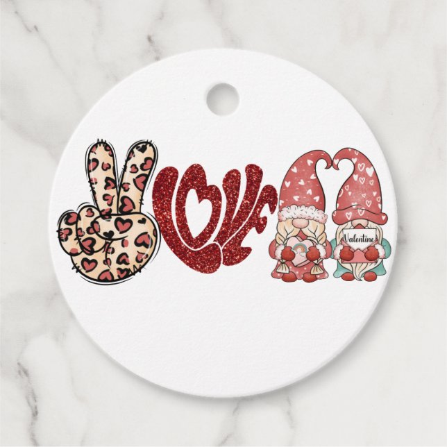 Étiquettes Cadeau Peace Love Valentines | Saint Valentin (Devant)