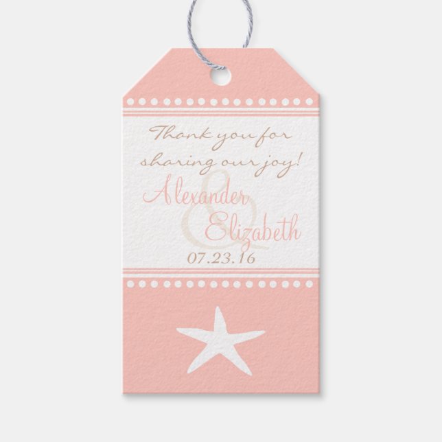 Étiquettes-cadeau Peach Beach Wedding Invité Favoriser Merci- (Devant)