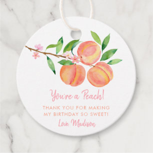 Étiquettes Cadeau Peach Blossom Merci d'anniversaire