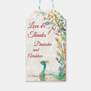 Étiquettes-cadeau Peacock Arabe motif Indien mariage faveur cadeau
