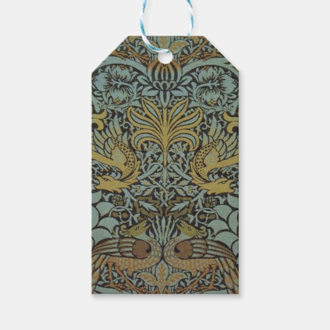 Étiquettes-cadeau Peacock et Dragon (par William Morris) (Devant)