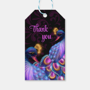 Étiquettes-cadeau Peacock Jewel Tones Mariage Floral Moody violet