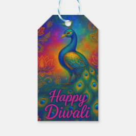 Étiquettes-cadeau Peacock, Lotus & Elephant Joyeux Diwali