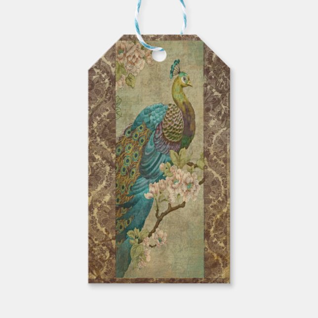 Étiquettes-cadeau Peacock vintage (Devant)