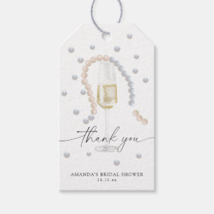 Étiquettes-cadeau Pearls & Prosecco - merci douche nuptiale