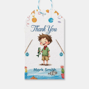 Étiquettes-cadeau Pêche Carte de remerciements avec Boy Fishing